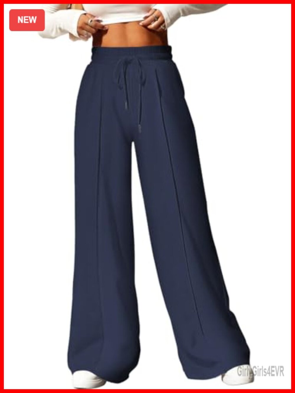 Wide Leg High Waisted Sweatpants Drawstring Pleated Casual Active Pants